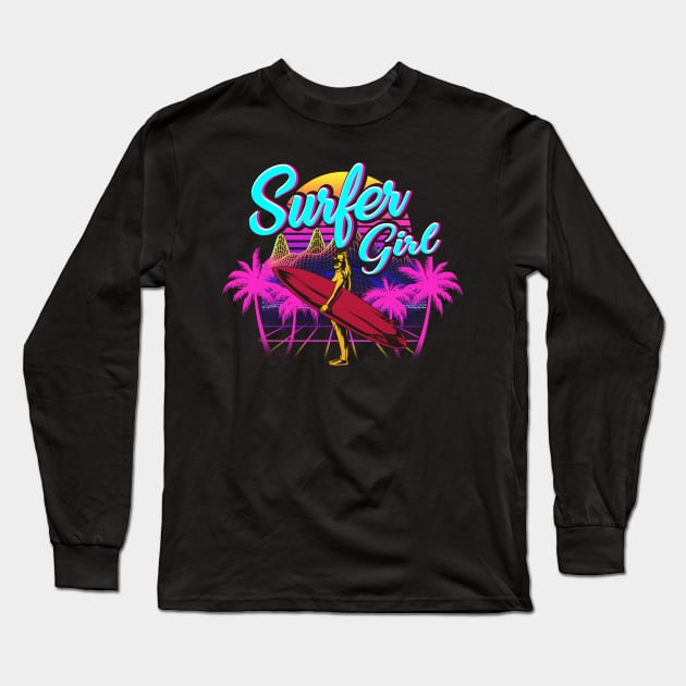 Surfer Girl Surfing Women Surfboard Gift Design Long Sleeve T-Shirt by Dr_Squirrel